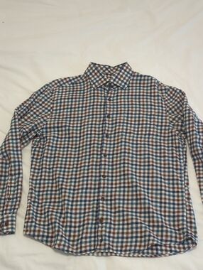 Johnnie-o Men's Blue & Brown Checked Long-Sleeve Shirt